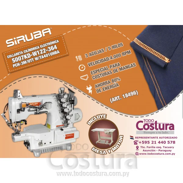 COLLARETA (ELECTRONICA - CILINDRICA PEQUEÑA) SIRUBA S007KD-W122-364/PCH-3M/UTX (MOTOR INCORPORADO)